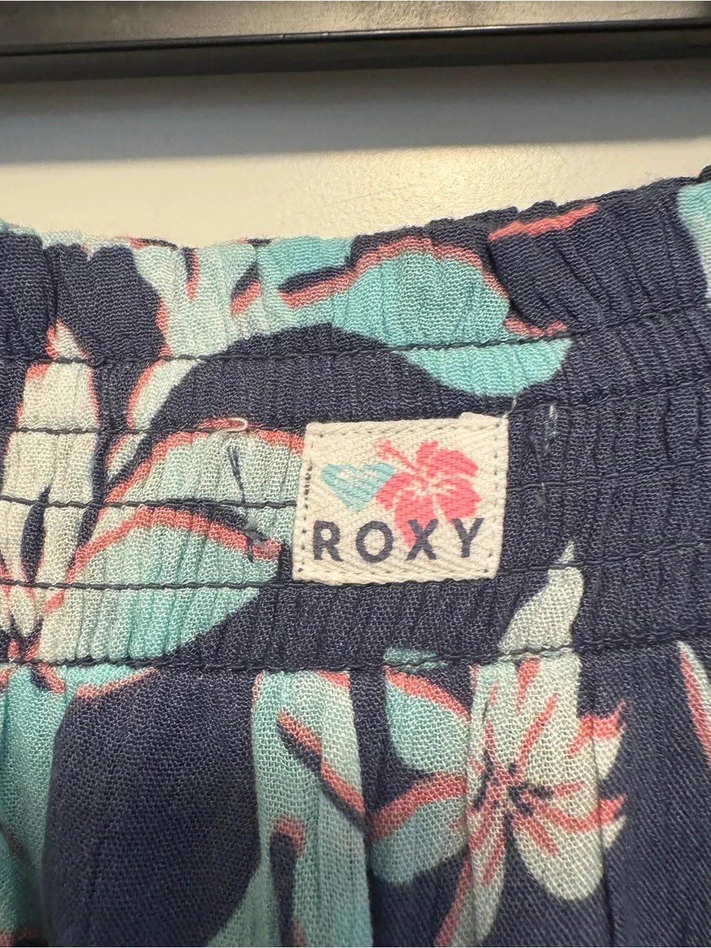 ROXY Girls' Hula Soleil shorts in a blue palm tropical COLOR